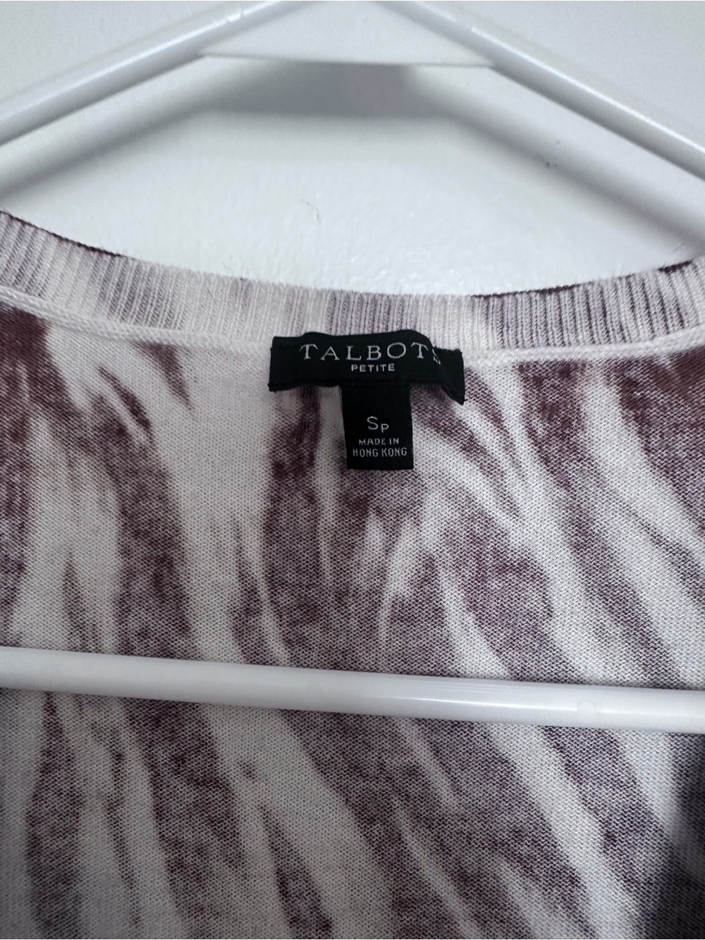 Talbots Petite Zebra-Print Crewneck Sweater in Taupe and Cream